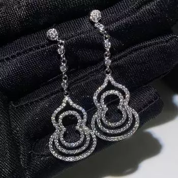 Новое поступление, роскошные ювелирные изделия из стерлингового серебра 925 пробы, AAAAA, кубический цирконий, свадебные висячие серьги с тыквой для женщин белый