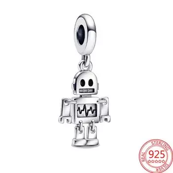 Новое поступление S925 серебряные ювелирные аксессуары Шарм эмаль танцующий робот подходит модный браслет кулон женский подарок-сюрприз