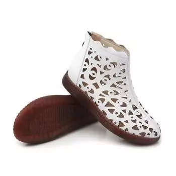 Новое поступление Сандалии женские с вырезами Плоские римские сандалии Этнические с круглым носком Большого размера Полусапожки для женщин среднего возраста 35