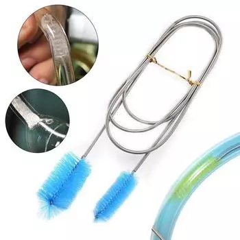 Новое поступление щетка для очистки воздушная трубка нержавеющая сталь шланг щетка трубчатая щетка нейлоновая U-образная гибкая пружинная щетка для аквариума многофункциональная 900mm чёрный