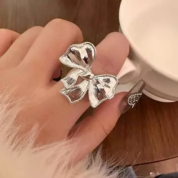 Новое поступление серебряного цвета металлический бант большое кольцо для женщин девочек в корейском стиле простые модные преувеличенные ювелирные изделия подарки золотой