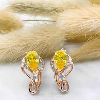 Новое поступление, симпатичные серьги-гвоздики из розового золота 585 пробы для женщин, полые желтые натуральные цирконы, специальные свадебные модные украшения