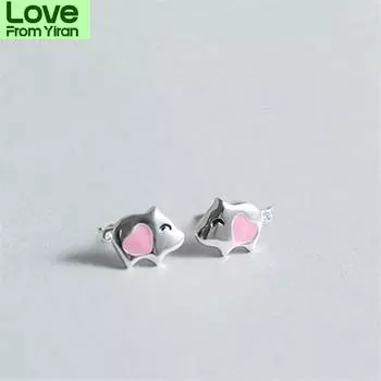 Новое поступление, сладкие темпераментные розовые свиньи, серебряные ювелирные изделия 925 пробы, милые животные, изысканные популярные подарочные серьги-гвоздики E099