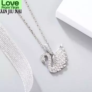 Новое поступление, супер блестящий свежий милый женский кулон в форме лебедя из стерлингового серебра 925 пробы с цирконием 5a