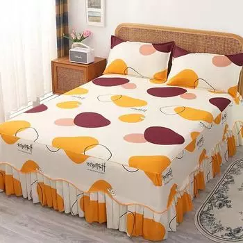 Новое поступление, юбка-кровать с принтом, декоративная юбка-кровать с рюшами, домашнее постельное белье, наматрасник, нескользящий чехол на кровать для спальни, простыня 1pc Skirt 120x200cm