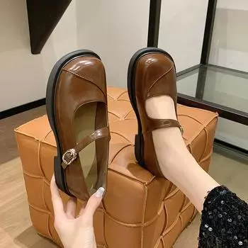 Новое поступление, винтажная обувь Мэри Джейн с пряжкой в японском стиле, женская повседневная студенческая кожаная обувь с неглубоким носком, толстая подошва 35