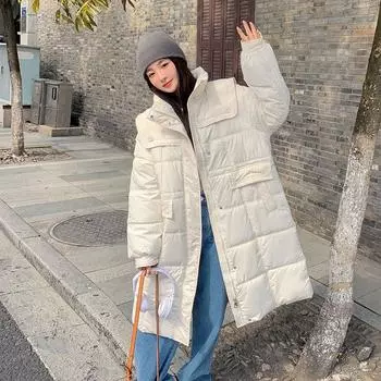 Новое поступление, высококачественное модное и теплое женское хлопковое пальто свободного покроя в корейском стиле на зиму S чёрный