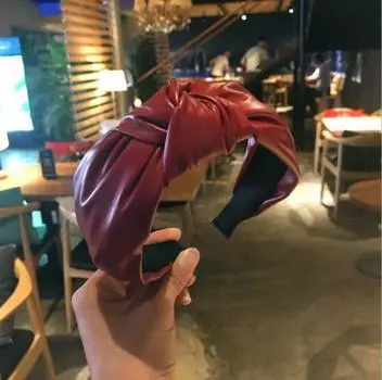 Новое поступление Женская повязка на голову Широкая сторона Искусственная кожа ПУ Обруч для волос Для взрослых Тюрбан Аксессуары для волос