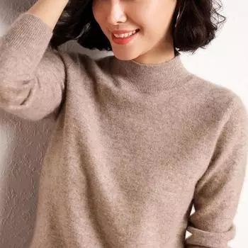 Новое поступление, женский полуводолазный свитер - осенне-зимний пуловер, однотонный, свободный крой, короткая длина. XXL темно-фиолетового