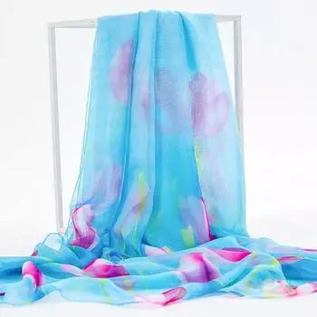 Новое поступление женского шарфа, объемная и легкая шифоновая шаль для пляжного отдыха и зимы, модная и универсальная One Size разноцветный