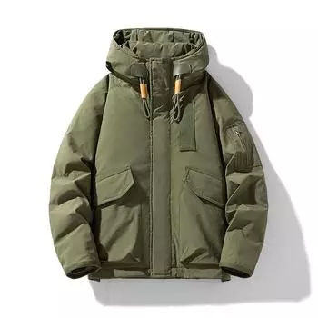 Новое поступление, зимняя толстая теплая стеганая куртка на белом утином пуху, мужская уличная куртка большого размера, модное мужское пальто M чёрный