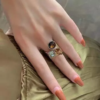 Новое преувеличенное легкое роскошное персонализированное универсальное открытое кольцо с цирконом в подарок