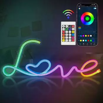Новое приложение Bluetooth, управляемое синхронизацией музыки RGB, меняющее цвет украшение Love, идеально подходит для Рождества, свадьбы и вечеринки