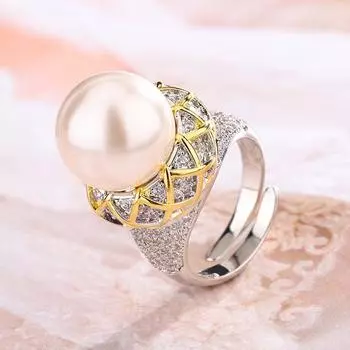 Новое промышленное жемчужное кольцо, персонализированное, модное, регулируемое, имитация натурального жемчуга Nanyang Zhuhai Macao, модное, белое