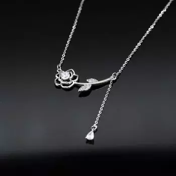 Новое простое литературное ожерелье из серебра 925 пробы с кисточкой из циркония для женщин 925 Silver платиновый