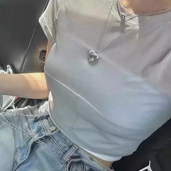 Новое простое ожерелье с надписью «Zongzi Love» в виде сердца серебряный