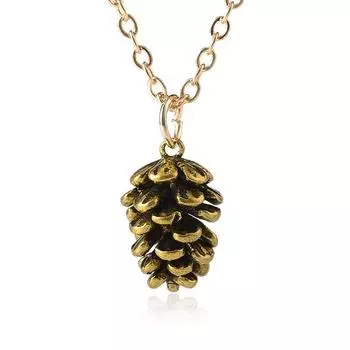 Новое простое ожерелье с подвеской в виде сосны из сплава розового золота, ожерелье с сосновой шишкой и сосной в качестве обещанного подарка золотой