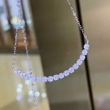 Новое простое ожерелье с улыбкой и фианитом, нежные женские аксессуары на шею для свадебной вечеринки, модные ювелирные изделия по контракту 45cm