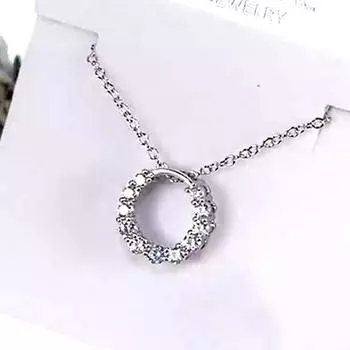 Новое простое стильное блестящее ожерелье с кулоном в виде круга с кубическим цирконием для женщин, вечерние элегантные повседневные ожерелья высокого качества 45cm белый