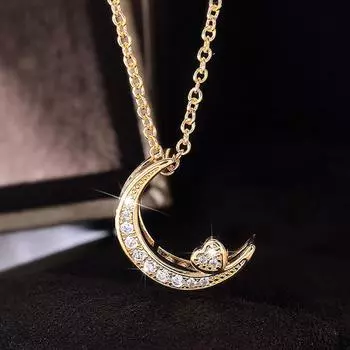 Новое простое стильное ожерелье с луной для женщин, аксессуары для романтической любви, вечерние, повседневное, универсальное, модное ожерелье, модные украшения 45cm