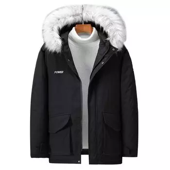 Новое пуховое пальто для пары с белым утиным пухом, молодежный тренд, воротник с капюшоном, свободное утолщенное зимнее повседневное верхнее пальто M