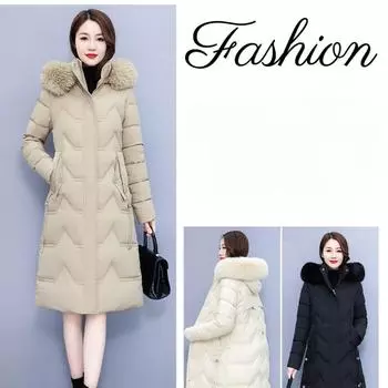 Новое пуховое пальто, женское зимнее утепленное пальто средней длины, однотонное женское пальто, наружное XL хаки
