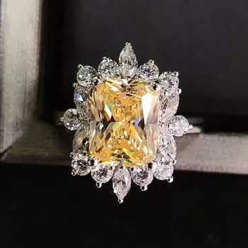 Новое ярко-желтое кольцо на палец для женщин, юбилейное вечерние, роскошное женское кольцо, необычный подарок на день рождения, модные украшения 6