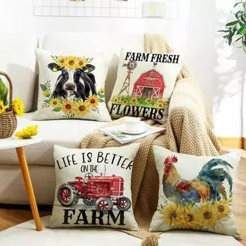 Новое растение, цветок, животное, подушка для спинки, квадратная гостиная, спальня, льняная подушка, наволочка для спинки без наволочки 45*45cm