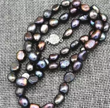 Новое редкое ожерелье из черного культивированного жемчуга в стиле барокко диаметром 7-8 мм, 17 дюймов