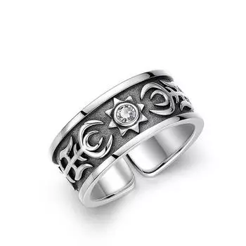 Новое Рельефное Кольцо Тотема Солнца в стиле ретро, мужское простое ретро-индивидуальное универсальное чувство высокого уровня