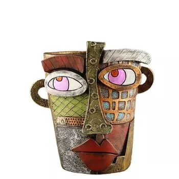 Новое ретро человеческое лицо красочное искусство суккулентный горшок смоляная композиция антикварный цветочный горшок украшение для горшка 13.2*11.5*12.8CM светло-желтого