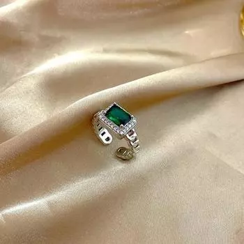 Новое ретро-кольцо с геометрическим квадратным изумрудом, классическое женское кольцо с поворотным отверстием из циркона.