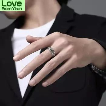 Новое ретро-кольцо с шестью символами Mantra для мужчин, вращающееся кольцо, модные индивидуальные ювелирные аксессуары 9 белый