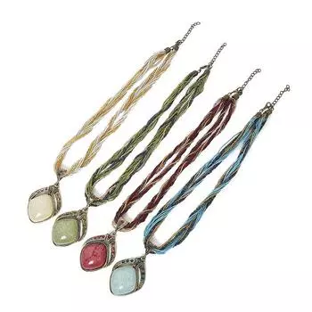 Новое ретро креативное, этническое стильное преувеличенное круглое полое ожерелье-цепочка в стиле ретро на ключицу синий