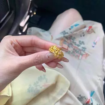 Новое ретро-модное кольцо Magpie Dengmei с бриллиантами из желтого золота, изысканное старинное нишевое дизайнерское кольцо для женщин
