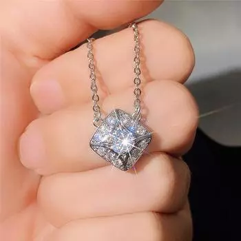 Новое роскошное квадратное ожерелье с подвеской, свадебные аксессуары, женские аксессуары с кристаллами кубического циркония, модные универсальные украшения для шеи, новинка 45cm