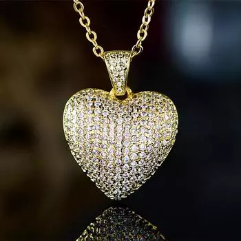 Новое роскошное ожерелье с подвеской в виде сердца, свадебное блестящее ожерелье с фианитом, романтический подарок для девушки, элегантное модное ожерелье, ювелирные изделия для женщин 45cm белый