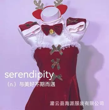 Новое рождественское милое сексуальное платье для служанки с короткой юбкой без униформы, чистое сексуальное новогоднее рождественское платье One Size