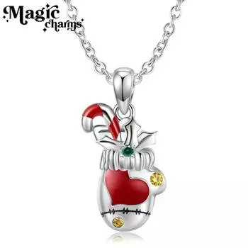 Новое рождественское ожерелье, рождественские перчатки, женская мода, популярное в Европе и Америке ожерелье из стерлингового серебра 925 пробы с эпоксидной цепочкой на ключице