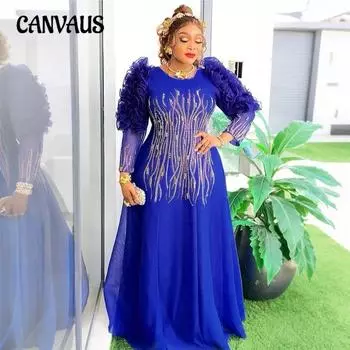 Новое рождественское платье для женщин больших размеров L синий