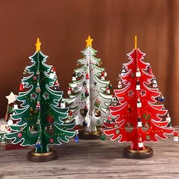 Новое рождественское украшение Деревянная рождественская елка Украшение дома Творческая сборка своими руками Украшение рабочего стола Деревянные ручные игрушки S