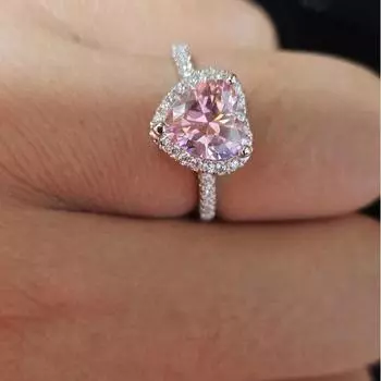 Новое розовое кристаллическое циркониевое любовное кольцо модное открывающееся кольцо женское свадебное ювелирное украшение подарки