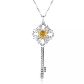 Новое серебряное ожерелье S925 с высокоуглеродистым бриллиантом, круглая сетчатая подвеска с красным ключом