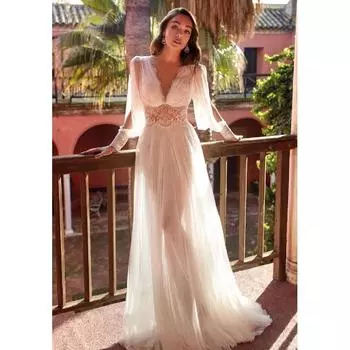 Новое сетчатое платье, свадебное платье с длинными рукавами, банкетное платье, платье-пачка 2XL белый