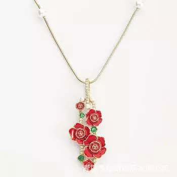 Новое северо-восточное большое модное ожерелье с цветком, простое европейское и американское, изысканное женское ожерелье с цветочным узором красный