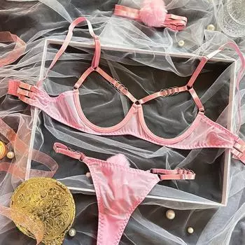 Новое сексуальное искушение сращивание выдолбленное персонализированное хвостик с комком шерсти розовое женское сексуальное нижнее белье S