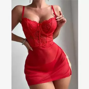 Новое сексуальное кружевное сеточное сращивание с открытой вилкой полупрозрачное прозрачное эротическое белье S