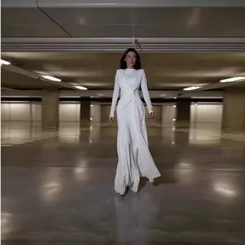 Новое сексуальное модное однотонное облегающее платье с плиссированной талией и круглым вырезом XL