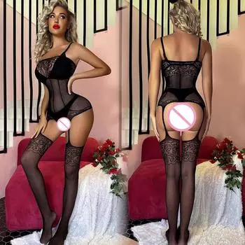 Новое сексуальное нижнее белье боди эротические женские открытые сетчатые чулки прозрачный порно костюм нижнее белье комплект комбинезонов S