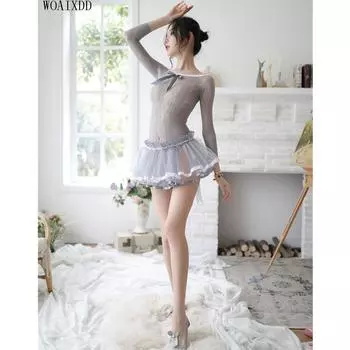 Новое сексуальное нижнее белье для горничной, серое кружевное горячее прозрачное сексуальное женское обмундирование, соблазнительные сексуальные костюмы, порно, взрослые секс-игры, эротика XS